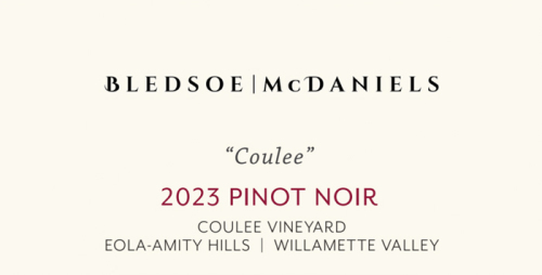 Bledsoe|McDaniels Winery 2023 Pinot Noir "Coulee"